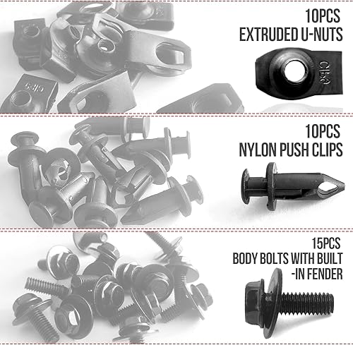 Miniatura 4 de 35 tornillos para el cuerpo de protección contra salpicaduras de motor, clips de parachoques extruidos en U compatible con Nissan 350z 370z Infiniti