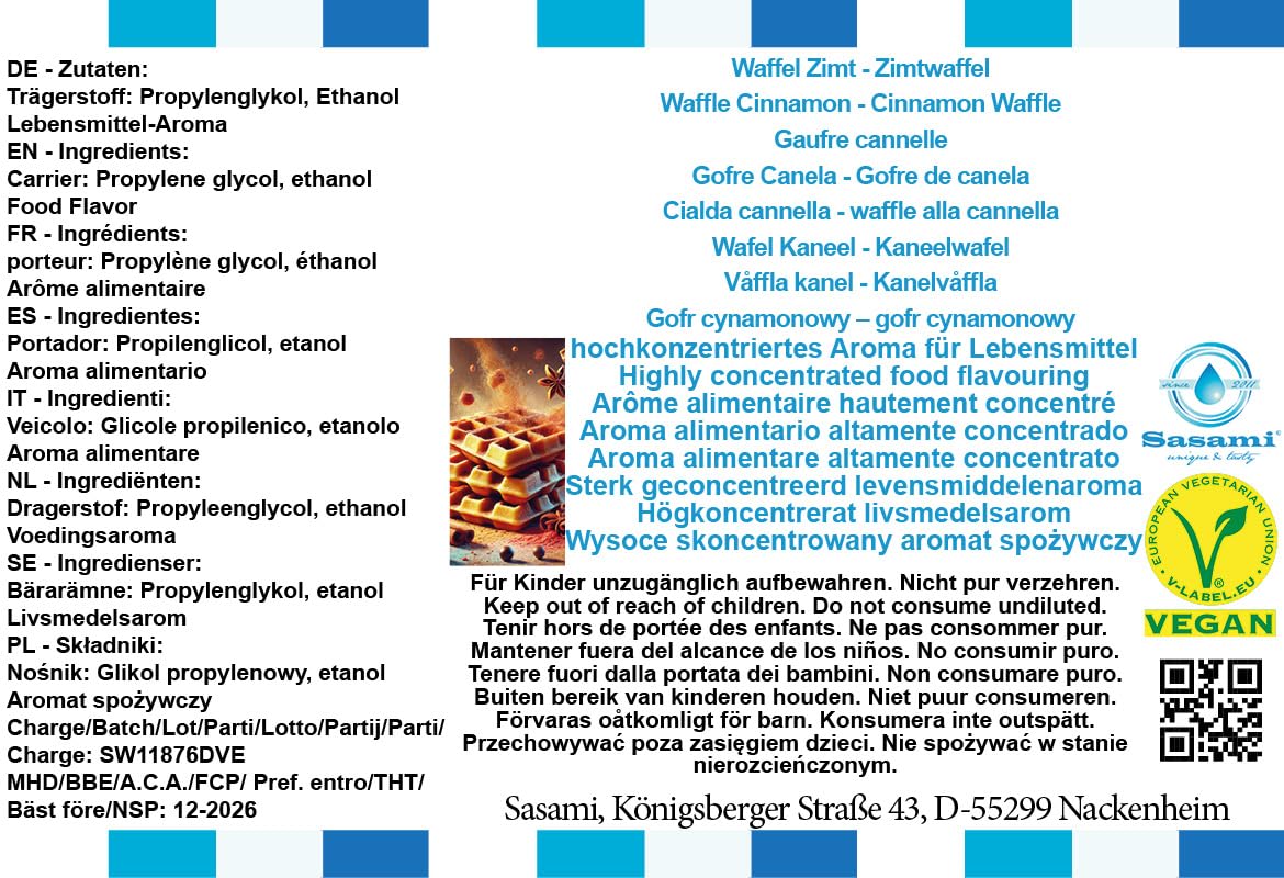 Gofre Canela - Gofre de canela Aroma Concentrado - Vegano - Sasami - 100ml