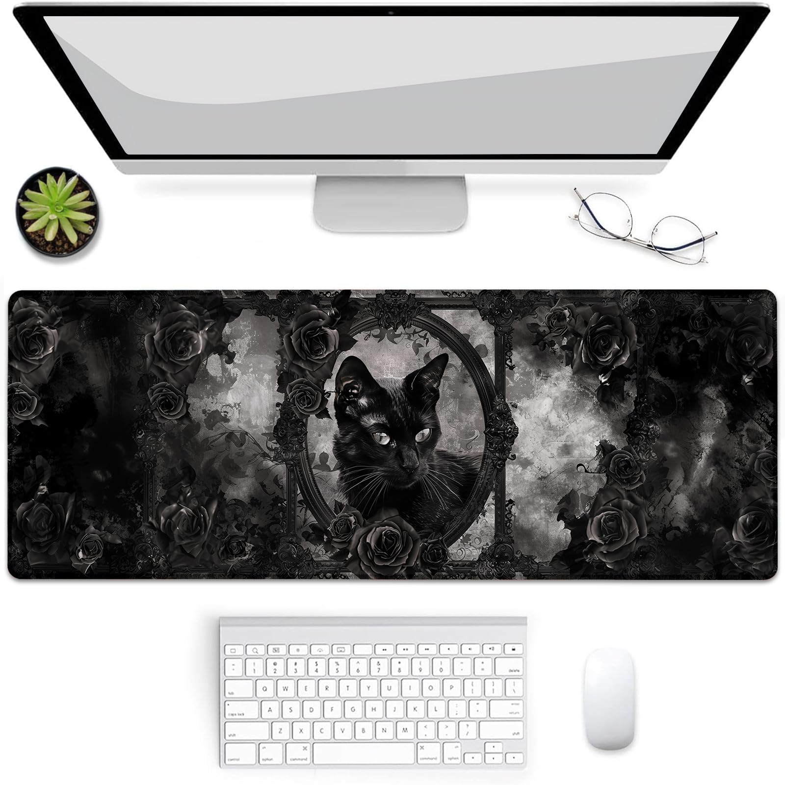 VANZEV Gothic Black Cat Gaming Mouse Pad, Mouse Pad, Desk Mat, Non-Slip Rubber Base MousePads for Computers Laptop Office School Home Accessories