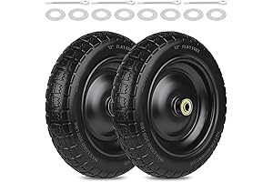 4.00-6 Inch Flat Free Wheelbarrow Tires with 8 Spacers & 4 Pins