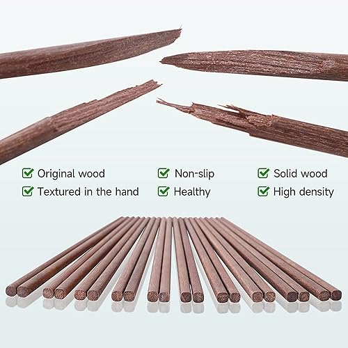 Miniatura 6 de 10 pares de palillos de madera dura reutilizables tallados a mano, palillos de madera natural, palillos chinos de alta calidad, adecuados para