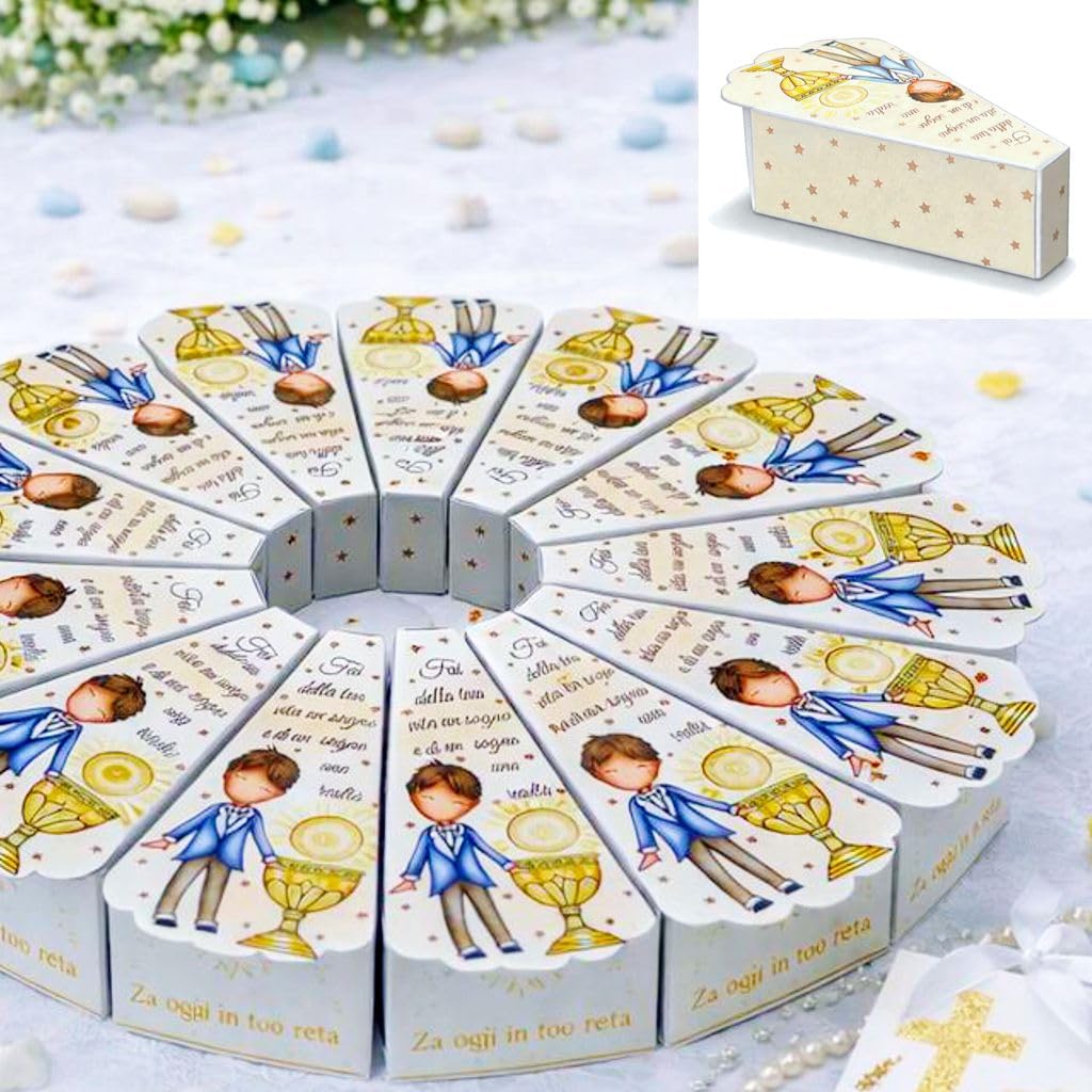 Boîtes à dragées gâteau baptême communion remise des diplômes avec marque-places (Lot de 25)