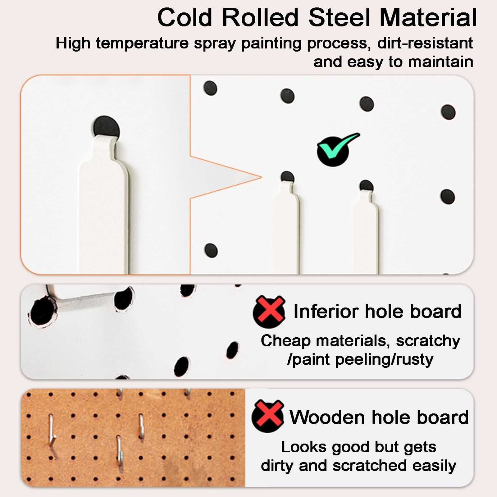 Wszechstronne metalowe panele Pegboard do ekspozycji, 3-warstwowy stojak do przechowywania laminatu, czarny organizer na książki, tablica na kołki 60 cm do domu i biura, trwała i stylowa