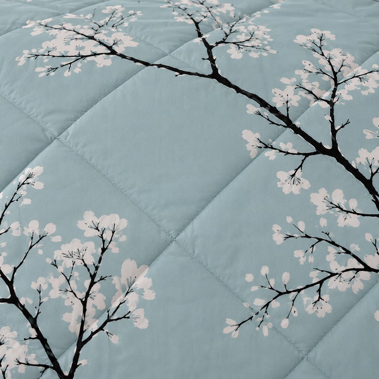 Couette 140x200 4 Saisons Ancien, Couette Imprimée Branche de Fleur, Couette 1 Personne Motif Floral, Lavable Couette sans Housse, Edredon Réversible avec 1 Taies d'oreiller G-373