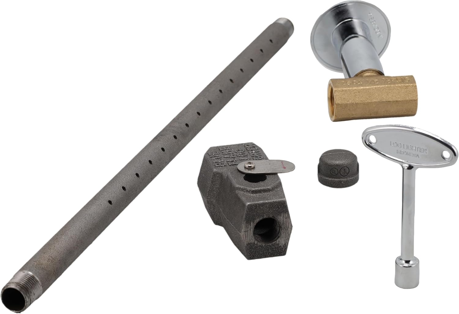 Supplying Demand LLKIT-LPS-CP Fireplace Fire Pit | Log Lighter Install Kit with Straight Pattern LP Gas Log Lighter, 1/2" Straight Stop Valve - Polished Chrome with Escutcheon and 3" Key