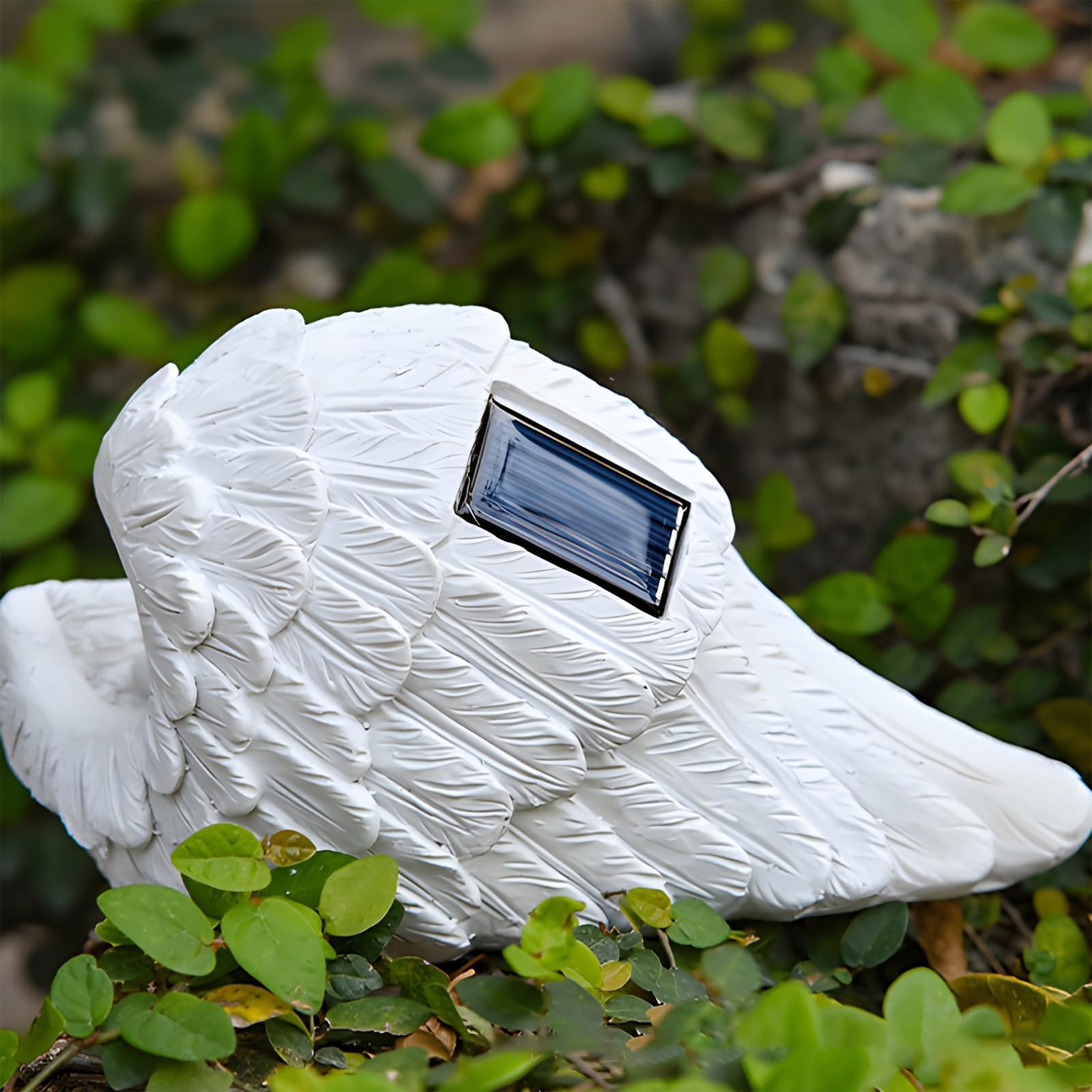 Energia solare pietra commemorativa LED con ali d'angelo per animali domestici tomba giardino resistente alle intemperie