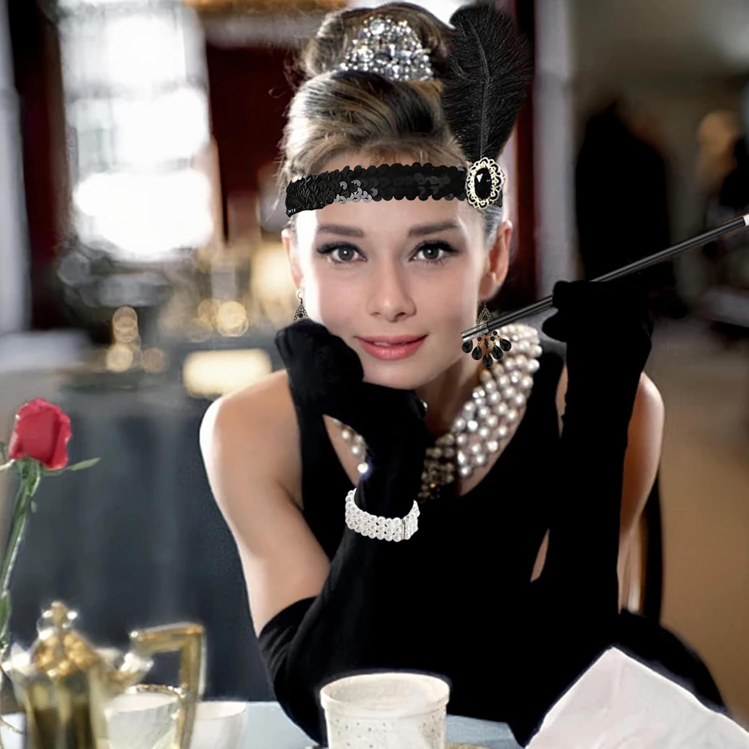 8 Piece Set of 20s Accessories for Women, Great Gatsby Flapper Costume Accessory, Charleston Party Accessory for 1920s Theme