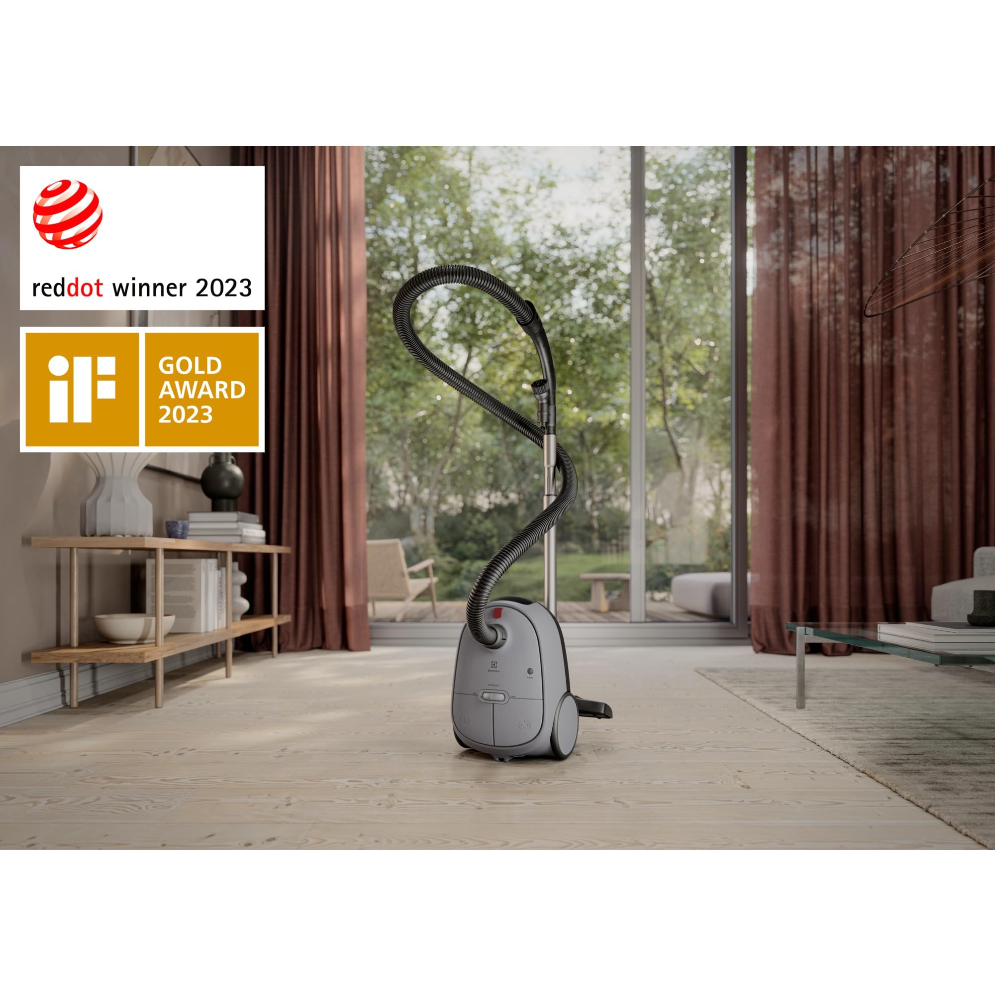 Electrolux 600 Aspirateur traineau avec Sac, Kit pour Poils d'animaux, 1x Filtre Hygiène HEPA 12 Lavable, Cordon 12m XXL, EB61A5UG, Gris