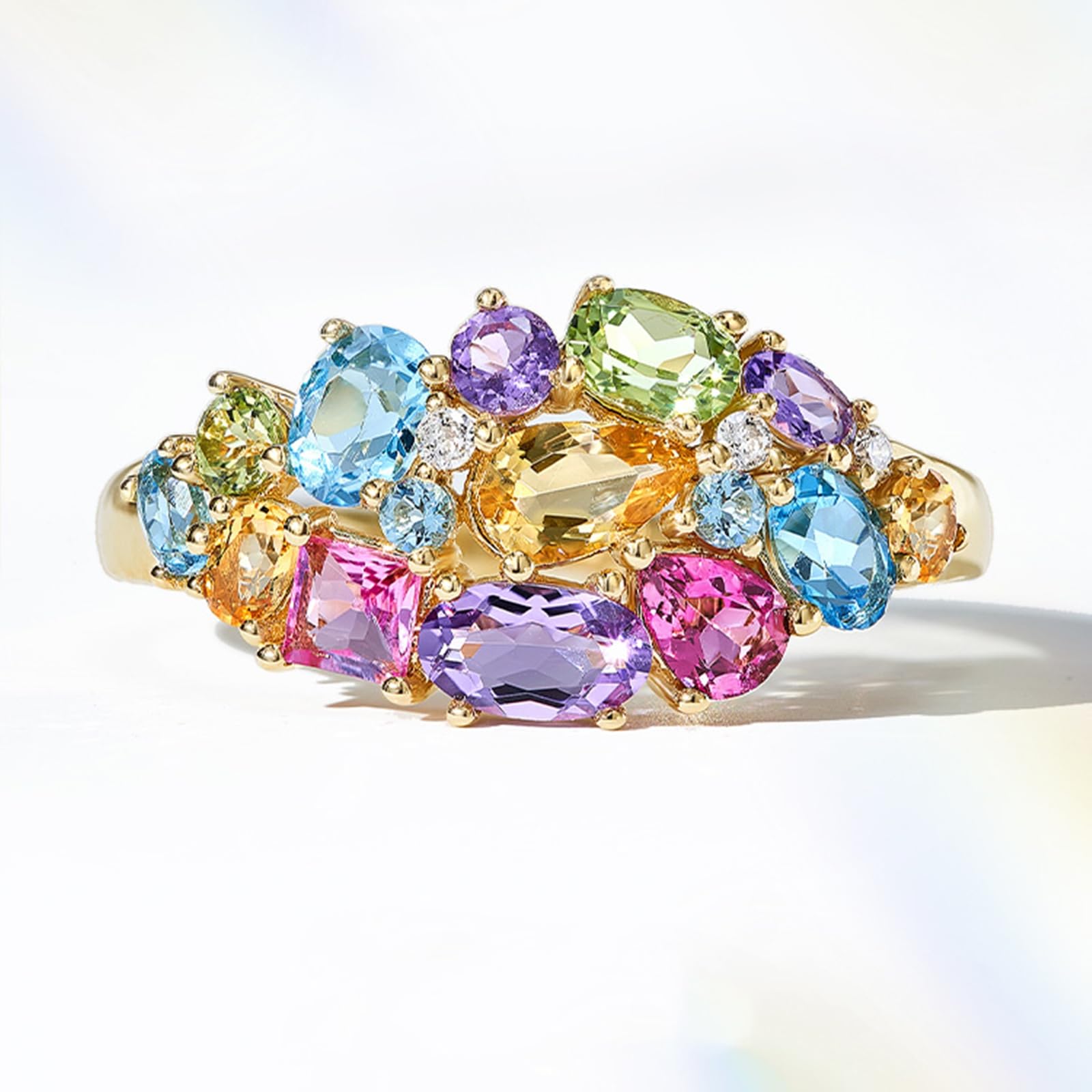 Obrączki ślubne, żółte złoto, pierścionek zaręczynowy, prawdziwe złoto, ametyst 1,6 ct, elegancki pierścionek ślubny dla kobiet