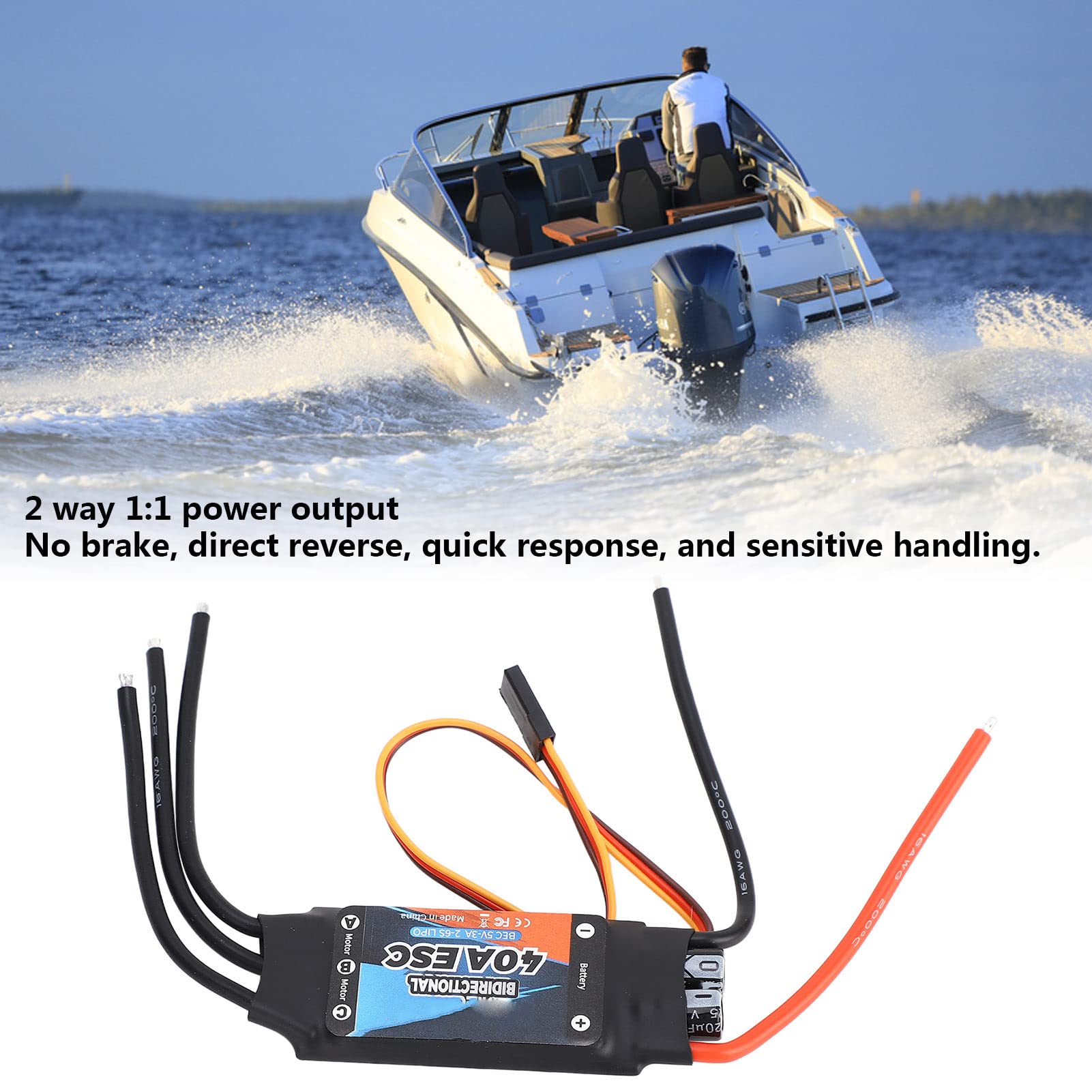 Bidirezionale 40A GTSKYTENRC Bidirezionale 40A Brushless ESC 5V 3A BEC Motore Brushless 2‑6S Regolatore di velocità Elettrico per RC Car Boat