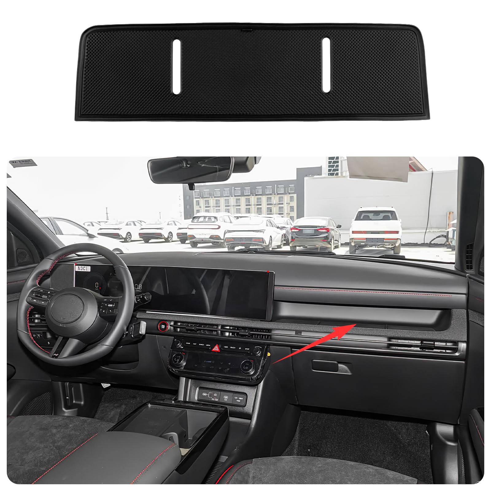 KUNGKIC Tapis Antidérapant pour Plateau de Siège Passager for Hyundai Tucson 2025 Accessories en Silicone Mat Rubber Mat (Noir)