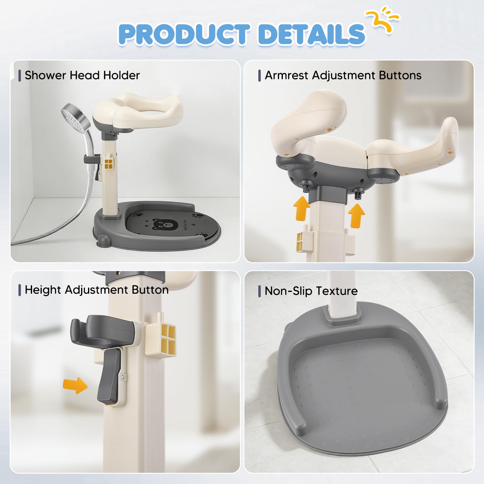 Support de douche pour bébé (blanc)