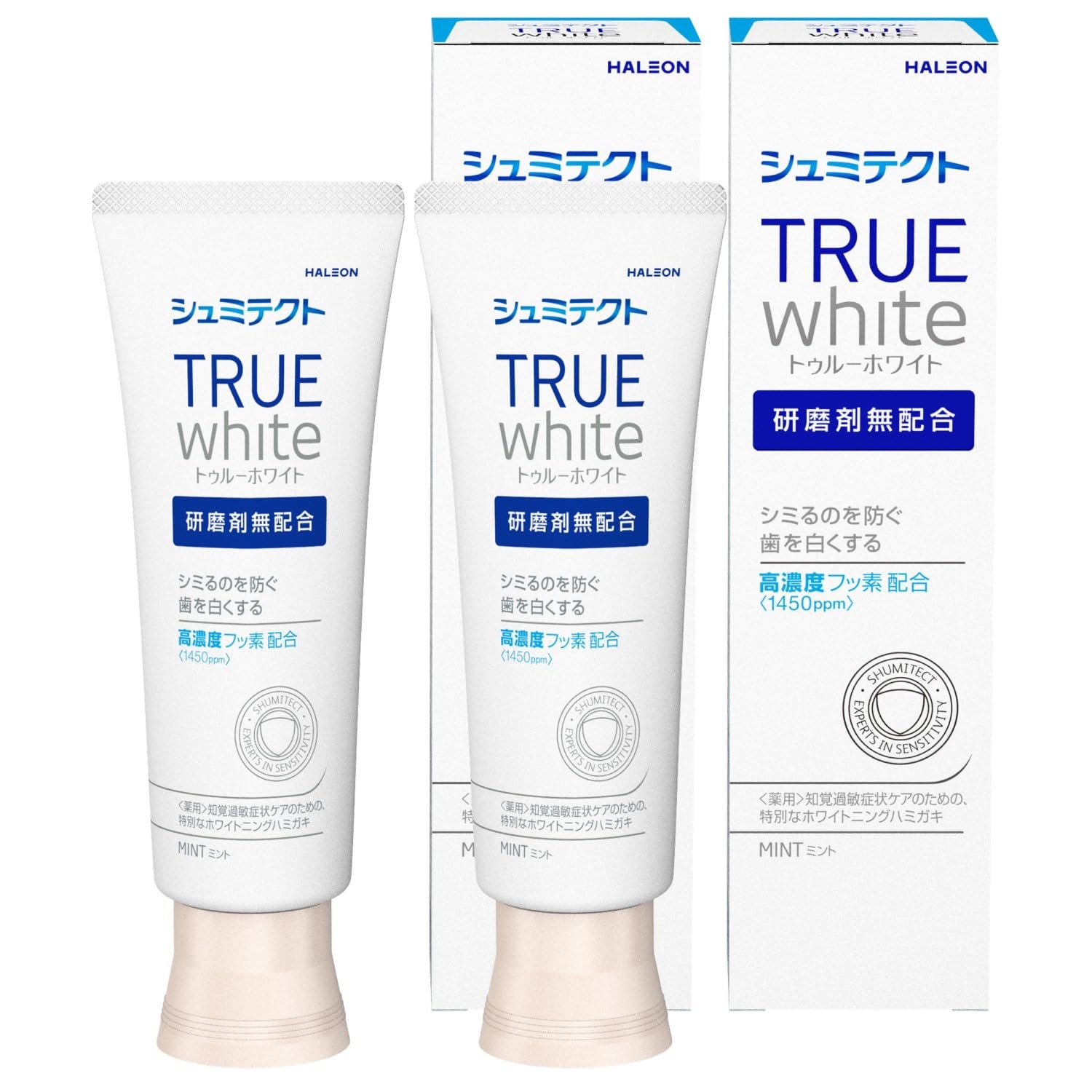 シュミテクト トゥルーホワイト【医薬部外品】研磨剤無配合 ホワイトニング 歯磨き粉 知覚過敏ケア 高濃度フッ素配合<1450ppm>2本