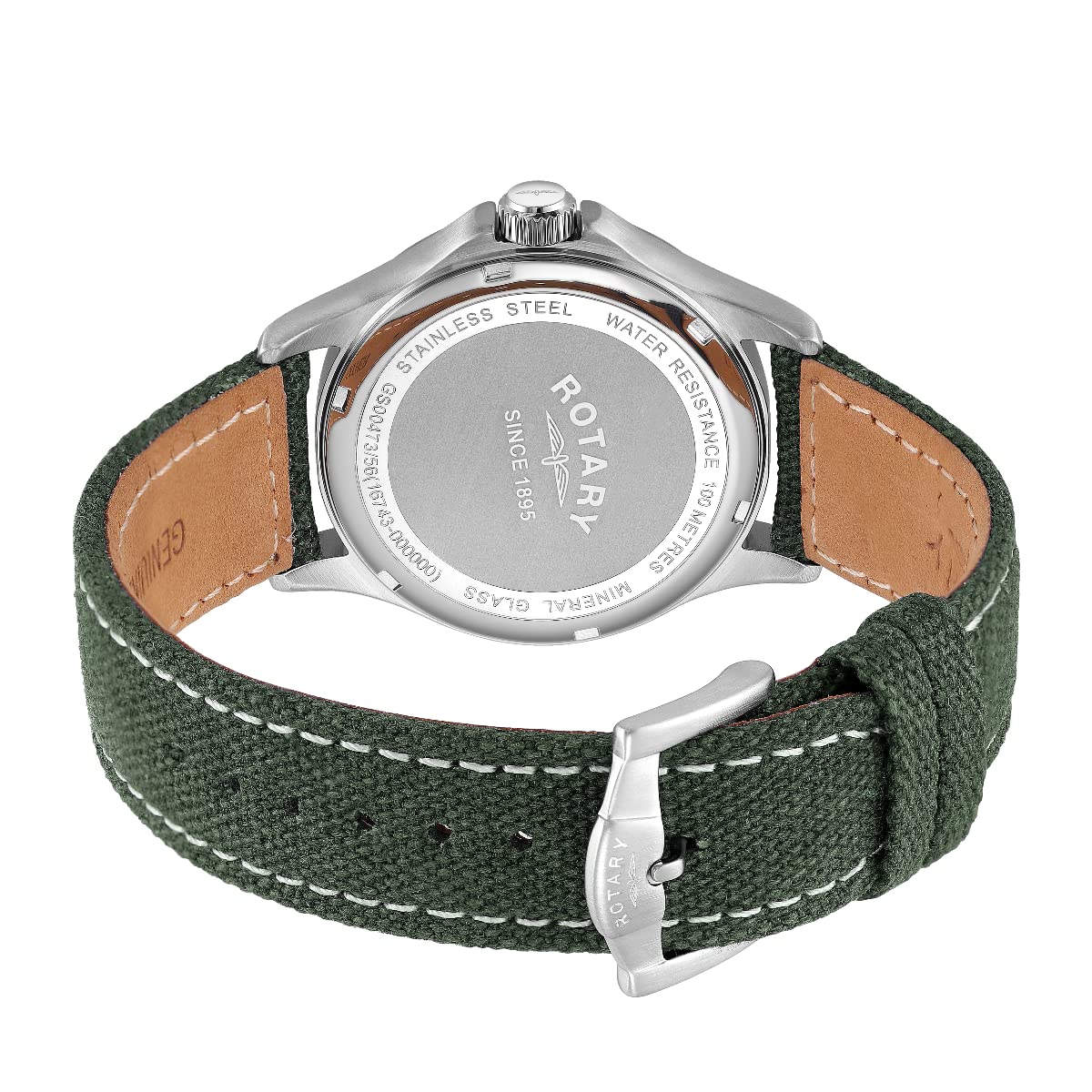Rotary Orologio da uomo al quarzo analogico con quadrante verde e cinturino in tela verde GS00473/56, Cinturino