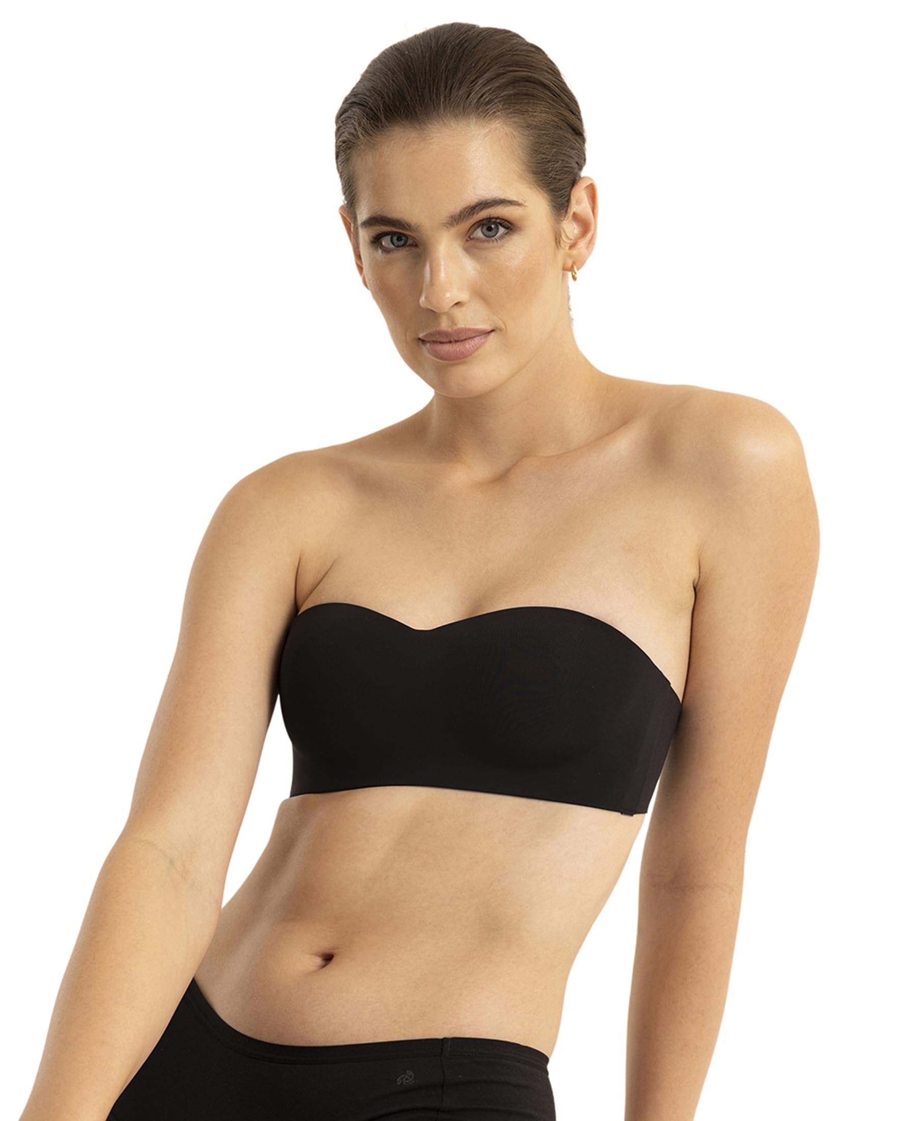 jockey 1842 Women's Wirefree Padded Soft Touch Microfiber Elastane Bonded Tech Medium Coverage Strapless Bra with Ultra-Grip Band Support_Black_36B-picture-39
