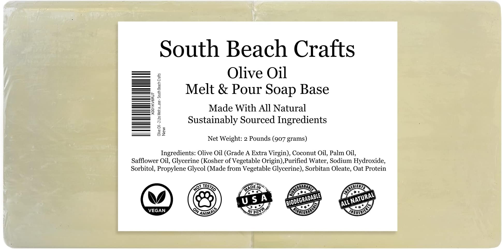 Olive Oil - 2 Lbs Melt and Pour Soap Base