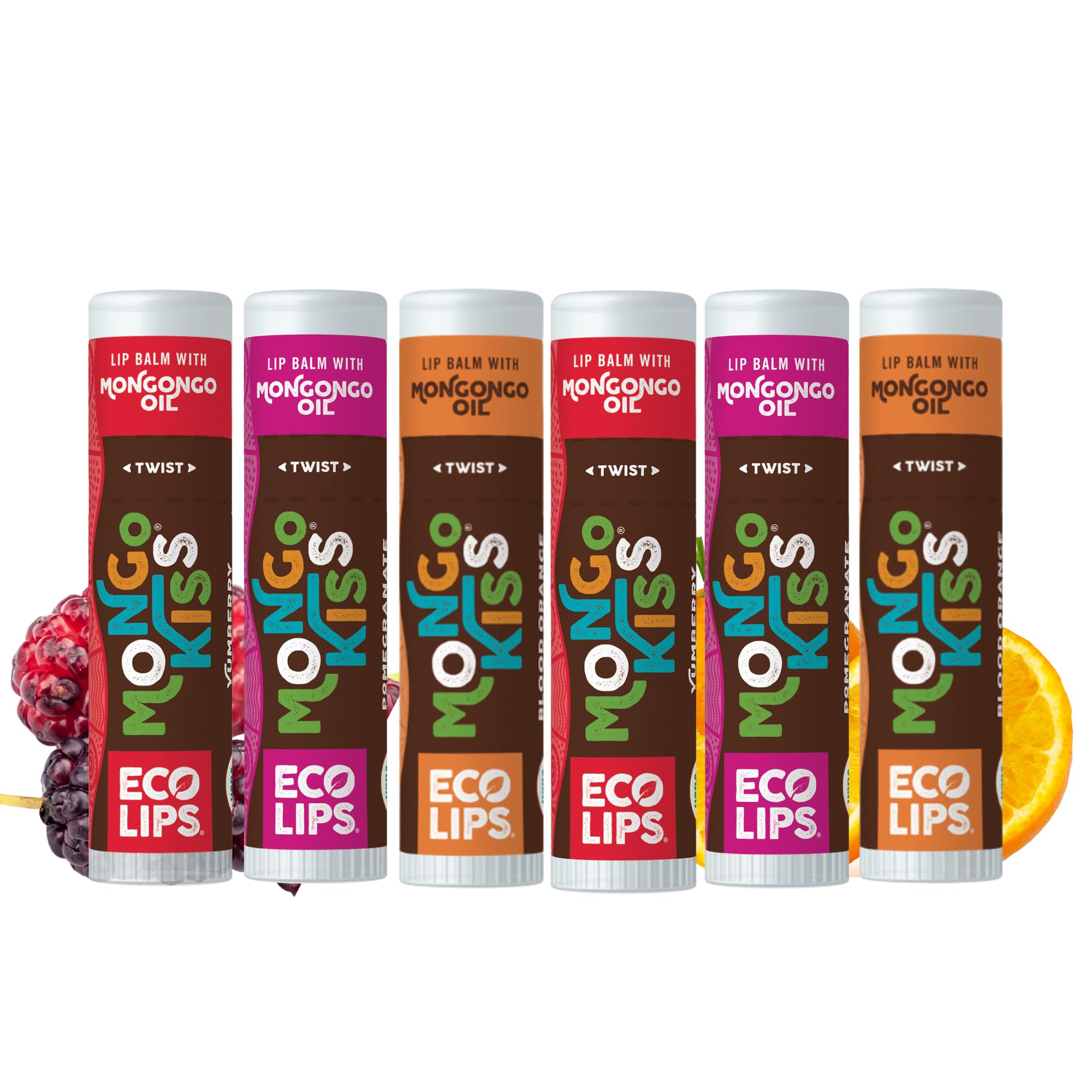 Mongo Kiss Organic Lip Balm 6-Pack by Eco Lips 100% Organic Beeswax & Cocoa Butter Lip Care with Mongongo Oil - Soothe & Moisturize Dry & Cracked Lips