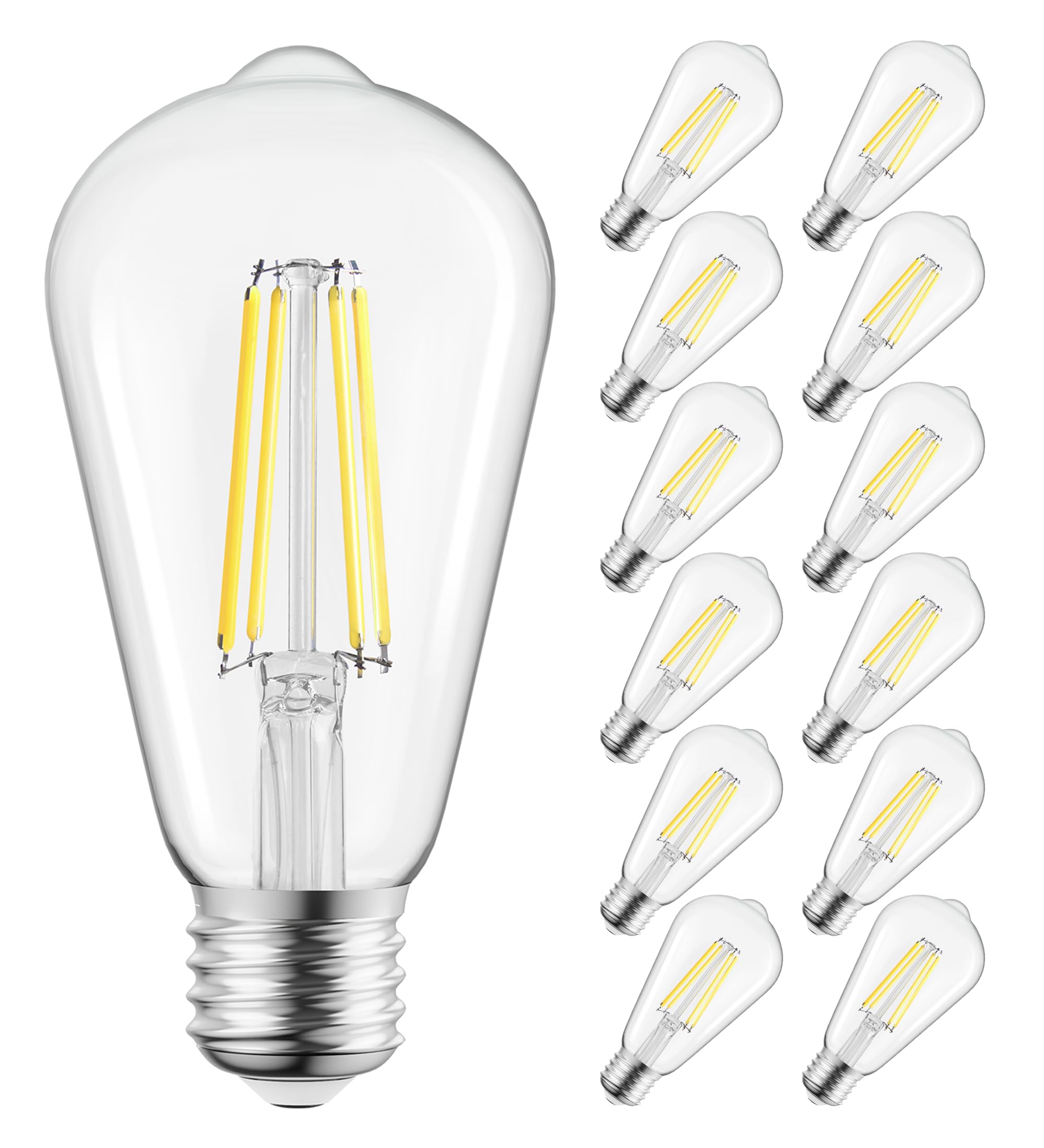 Brightown Edison Light Bulbs 6 Watt, 12 Packs Clear Bulbs White Light E26 Base Non-Dimmable Light Bulbs for Vintage Style Home Decoration Light Bulbs
