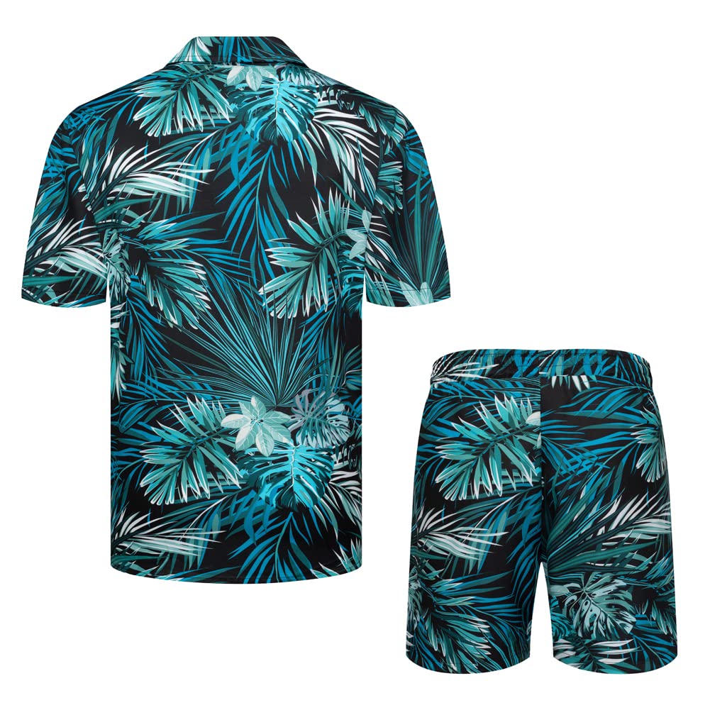 Set di camicia hawaiana e pantaloncini da uomo Set camicia da spiaggia floreale tropicale casual Aloha hawaiano a maniche corte abiti estivi da festa con bottoni camicia a fiori 2 pezzi abiti