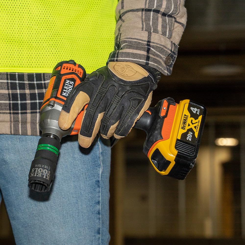 Klein Tools 66090 Zestaw nasadek udarowych 1/2 cala, konstrukcja szczelinowa 2 w 1, 12-punktowe głębokie nasadki, do kluczy udarowych, zawiera walizkę narzędziową, 6-częściowy