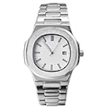 Wrist Watches for Men, Nautilus Stainless Steel Quartz Movement Date Luxury Diamond Style Men's Luminous Hands Casual Business Watches