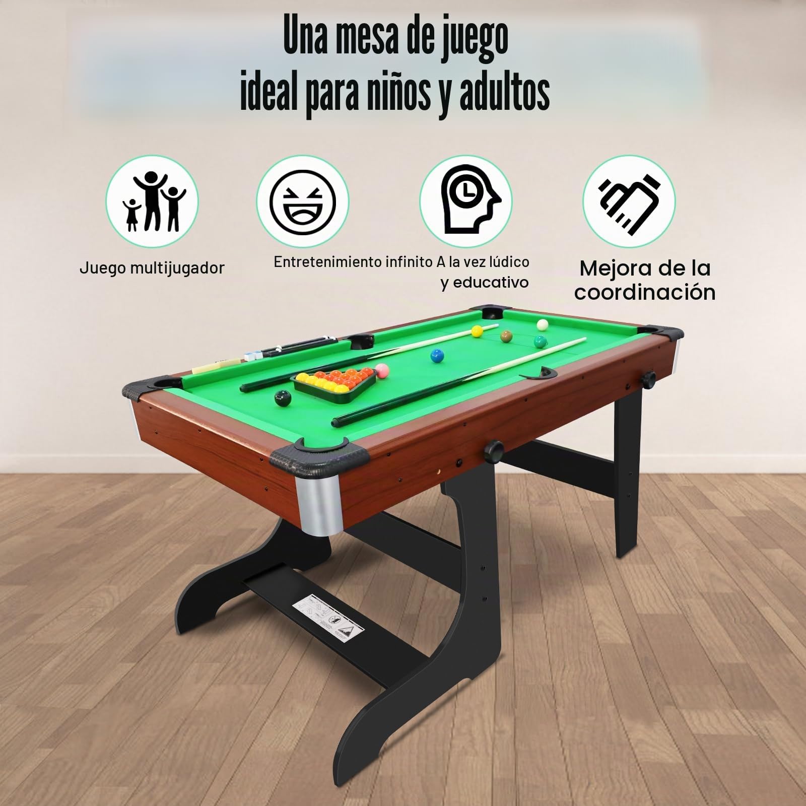 HLC Mesa de billar plegable con accesorios completos, 154 x 77,5 x 81 cm, tres colores, para su familia y sus hijos. verde