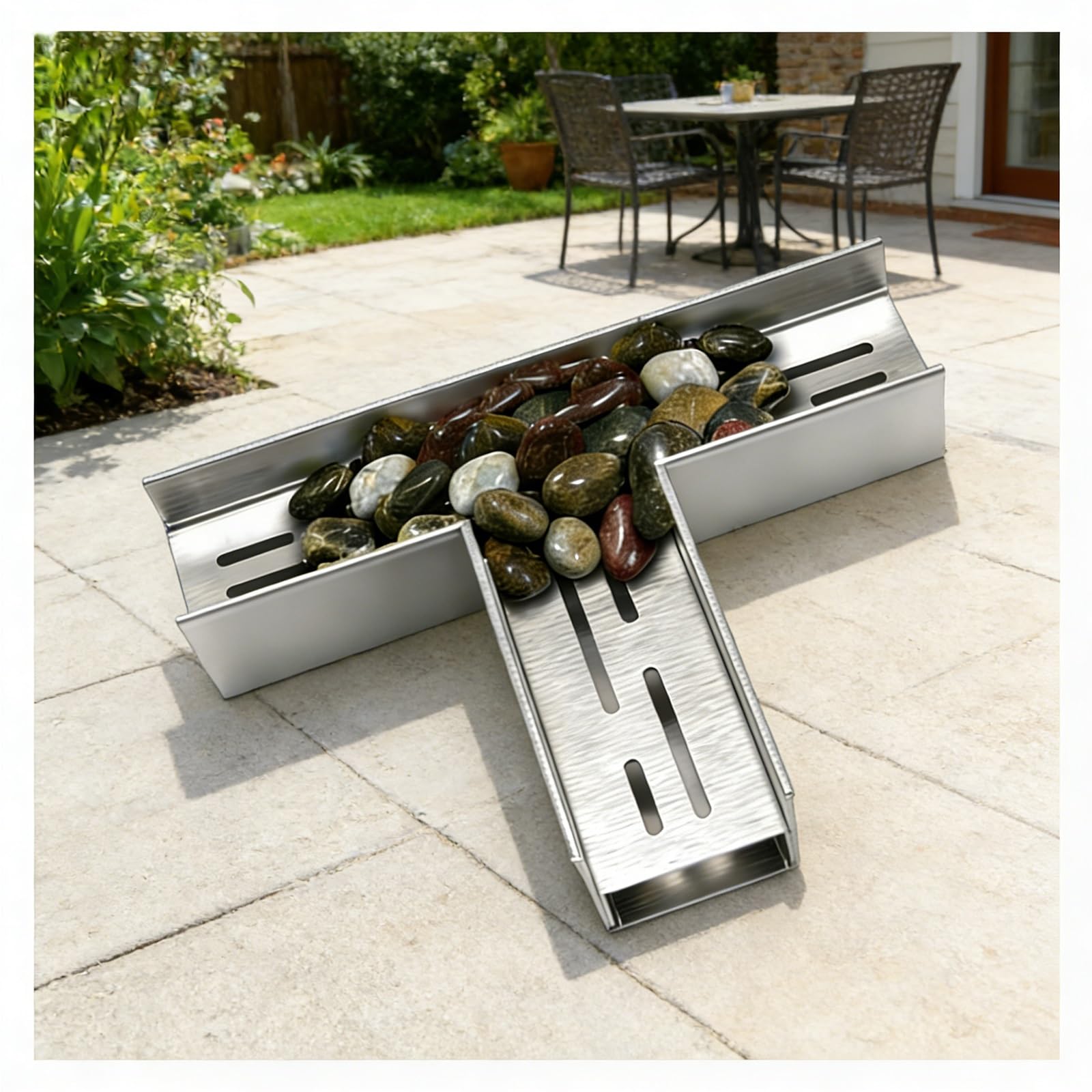 GLDYTVF Stainless Steel Drainage Channel 304 Drain Grate for Garden 90° Corner Accessory Linear Drain Filter (H20xW10CM/H7.87xW3.94IN) - Durable & Rust-Resistant