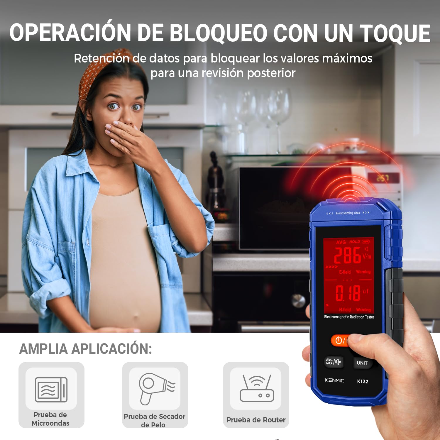 Medidor EMF, Detector Portátil de Campo Electromagnético con LCD Digital, Adecuado para Inspecciones EF/MF en Casa y al Aire Libre, Caza de Fantasmas - Azul