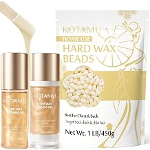 KOTAMU 1LB Cream Hard Wax Beads with After Wax Oil Duo