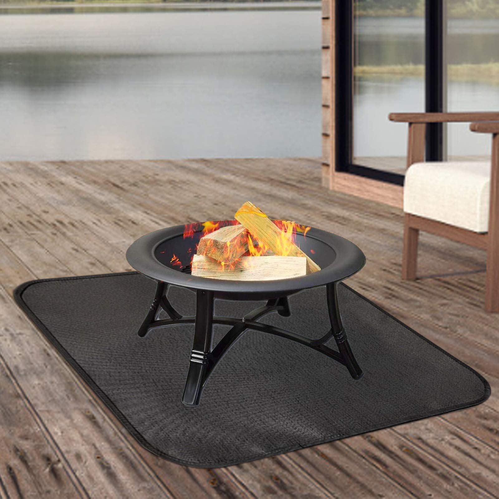 Tapis ignifuge en fibre de verre pour cheminée et barbecue, tapis de protection ignifuge antidérapant pour la sécurité de la terrasse et du jardin