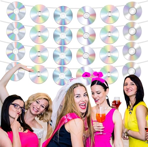 Miniatura 4 de Pajean 24 piezas de carteles de CD de los años 90, decoraciones de fiesta de bricolaje retro CD disco pancartas Y2k Throwback temática musical