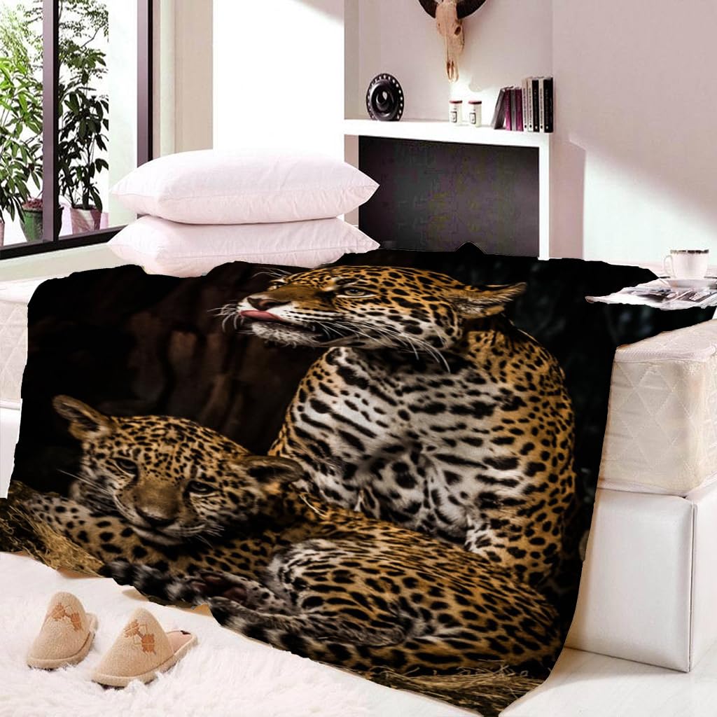 Manta Polar Infantil Cama 90 Manta De Franela para Sofa Cama con Leopardo Animal Impresión Patrón 130X150Cm Colchas Invierno Modernas para Niños, Microfibra Suave Caliente