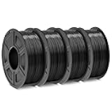 SUNLU ABS Filament 1.75mm 3D Printer Filament, Strong and Durable, Excellent Toughness, Individually Vacuum Packed, 4kg in Total, 1kg per Spool, Pack of 4, Black