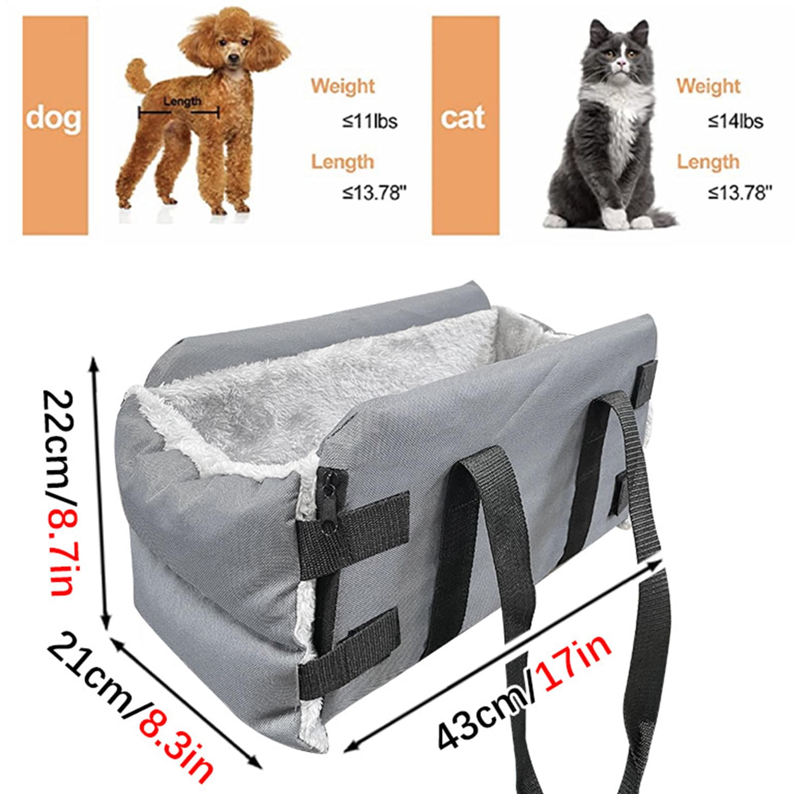 Seggiolino per cani per consolle | Center Console Pet Amplificatore di | viaggio sedile con manico – per passeggino – Uso per auto e casa, sicuro e confortevole portabagagli per piccoli