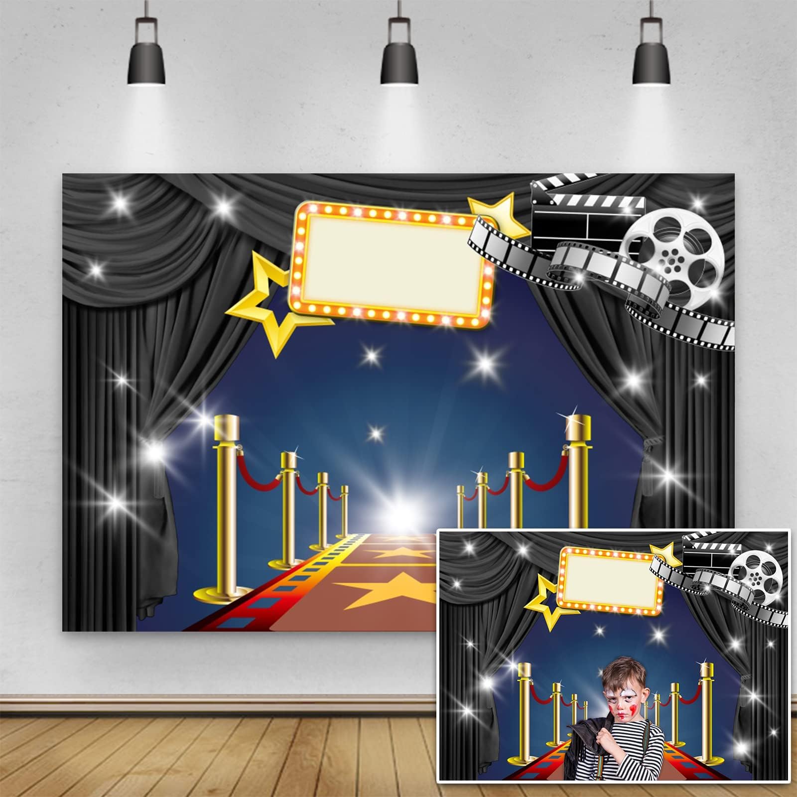 Yeele8x6ft Red Carpet Background for Photography Cine Film Show Booth Celebrity Activity Premiere Backdrop Star Catwalks Stage Backdrop Party Banner Wallpaper Kids Portrait Photo Studio Props