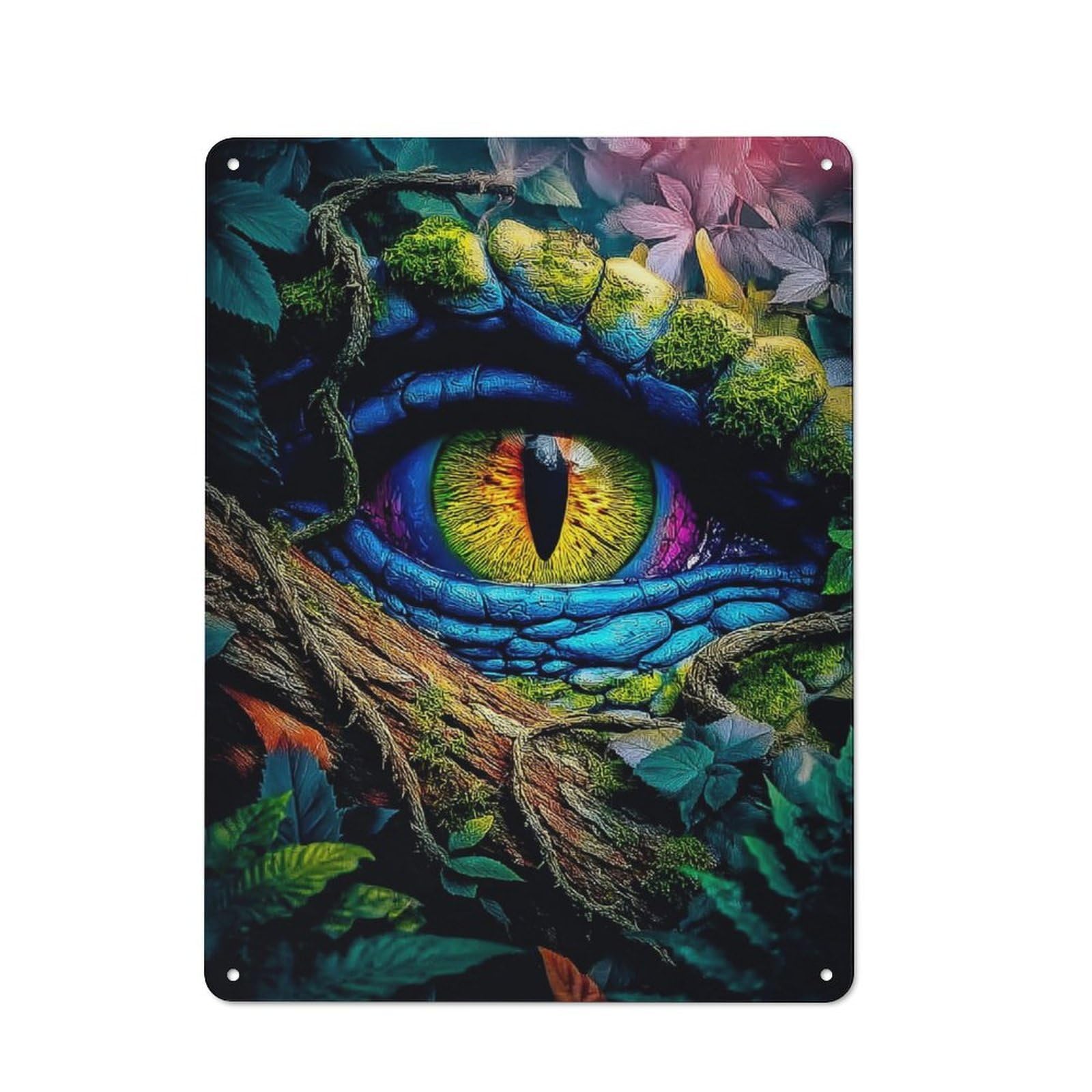 Dragon's Eye in Lush Jungle Classic Metal Wall Decor 40x30cm, Decorative Tin Plaque for Cafe, Pub, Workshop Or Home Bar