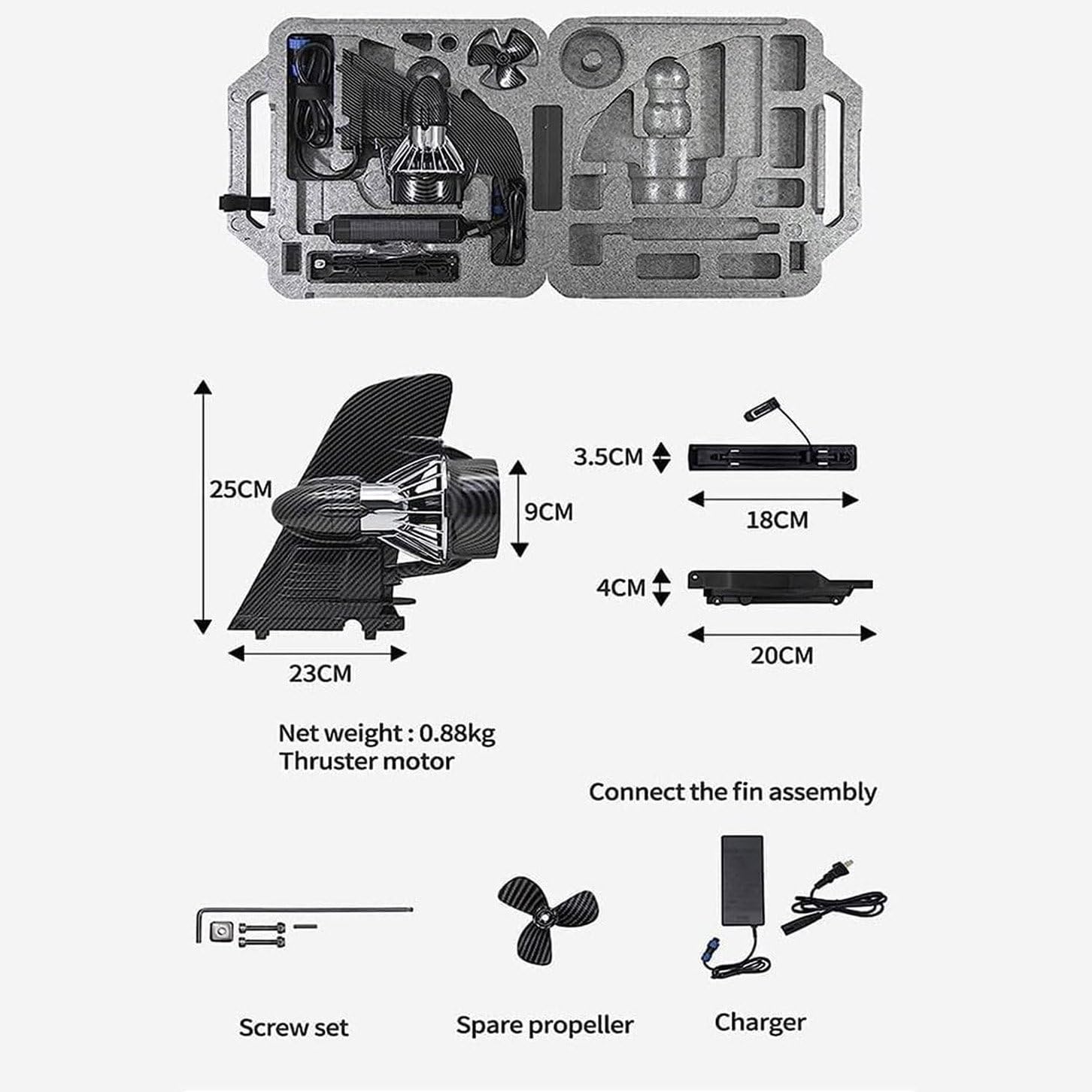 Propulseur sous-marin SUP 24 V, aileron arrière motorisé à télécommande, 3 vitesses réglables, autonomie maximale de 20 km pour kayak, paddle board