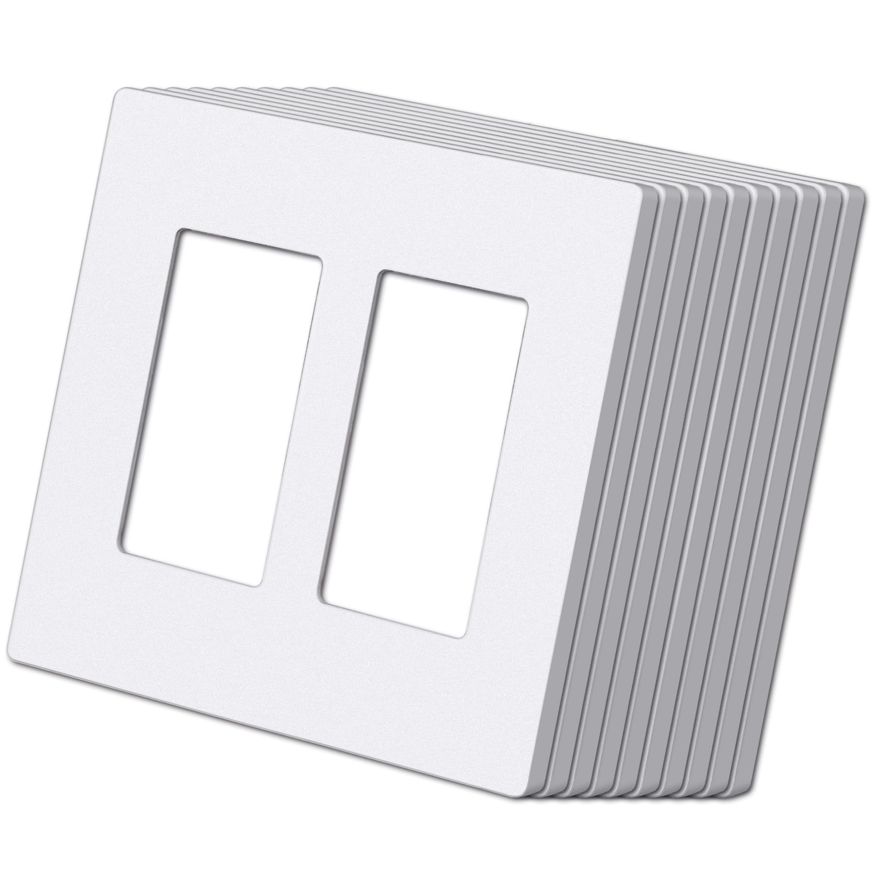 Photo 1 of (10 Pack) BESTTEN USWP6 Matte Snow White 2-Gang Screwless Wall Plate, Decorator Outlet Cover, H4.69” x W4.73”, for Light Switch, Dimmer, USB, GFCI, Receptacle
