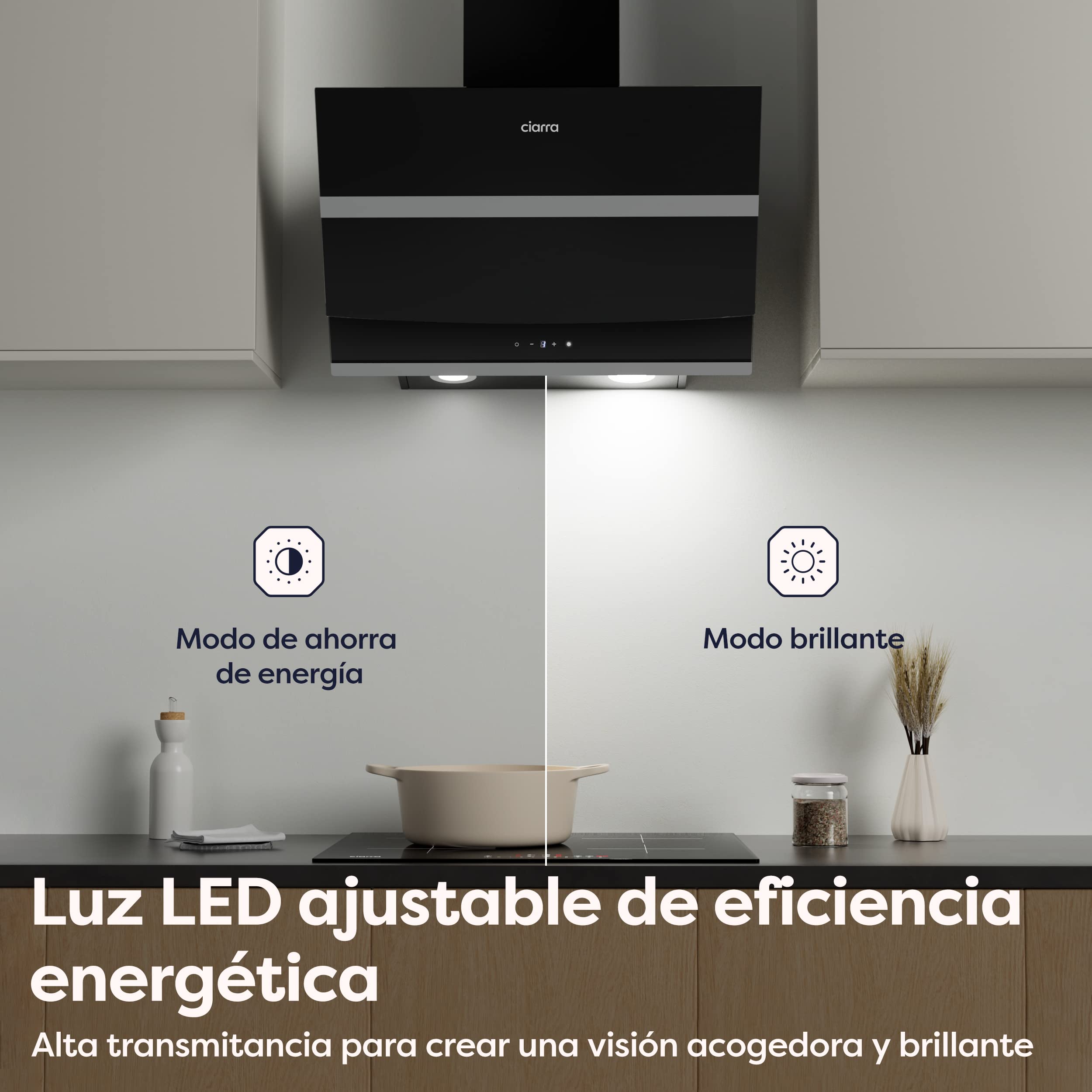 CIARRA CBCB6736N Campana Extractora 60 cm WIFI Touch Control Negro