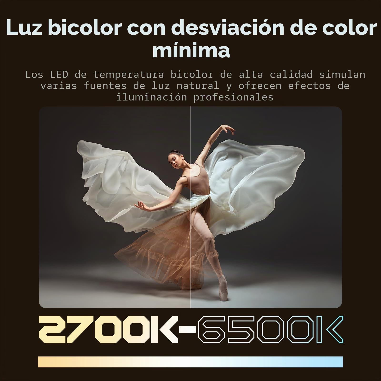 SMALLRIG RC 220B Pro Luz de Video COB de 220 W, Luz de Video Bicolor de 2700 K a 6500 K, Luz con Montura Bowens CRI 95+, Compatible con 3 Métodos de Suministro de Energía - 4621