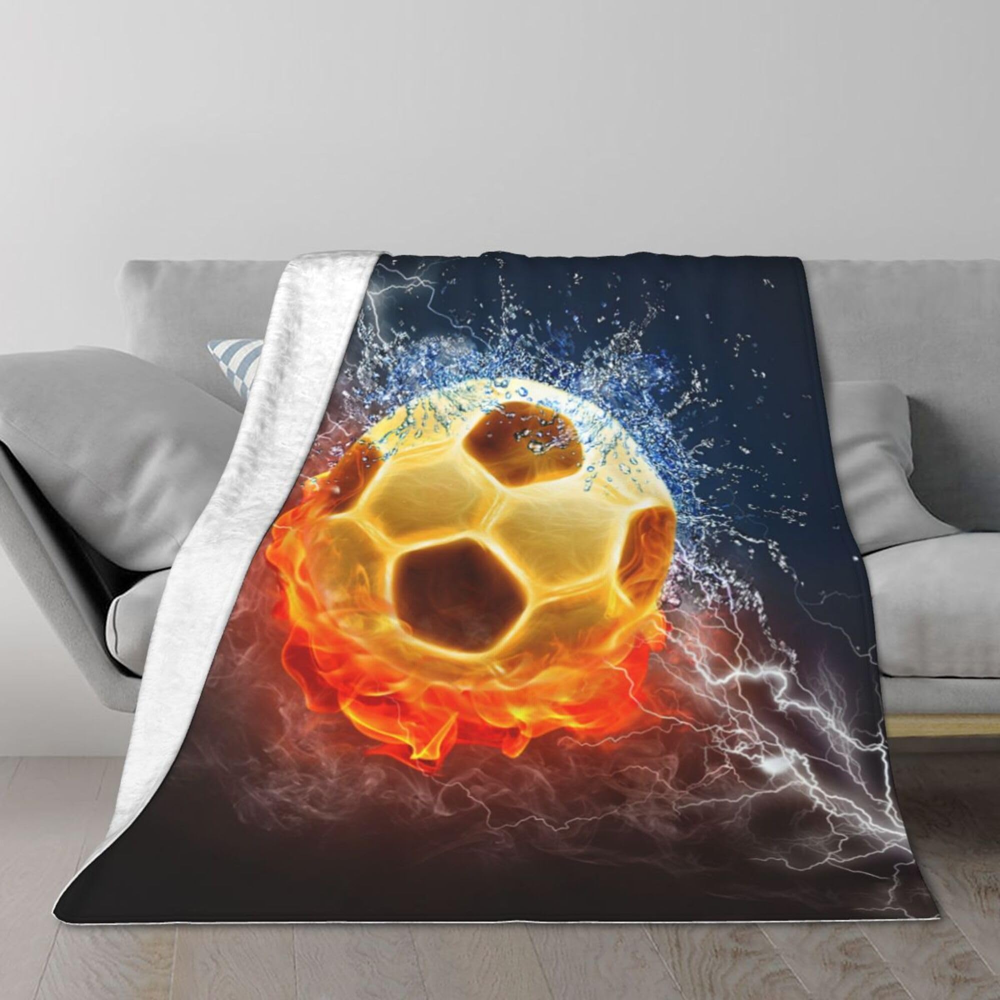 Gaakvrr Soccer Blanket Throw Soccer Ball Blankets Soft Lightweight Flannel Warm Cozy Football Blanket Gifts for Sport Fans Kids Adults 130x150cm(50x60 Inch) - Image 2
