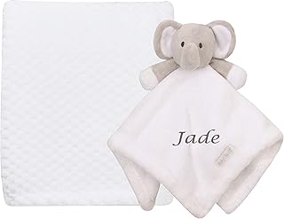 Personalised Baby Comforter Toy and Matching Wrap Set Gorgeous (White Elephant White Blanket)