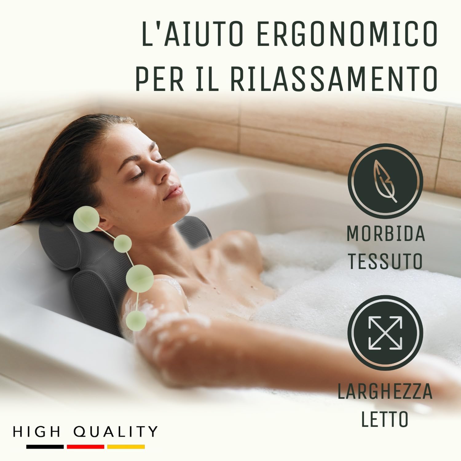 SilverRack Cuscino da bagno MEDIAMENTE MORBIDO [Grigio 3D] - Cuscino per il collo per vasca da bagno con ventose come accessorio per vasca da bagno - Cuscino per vasca da bagno