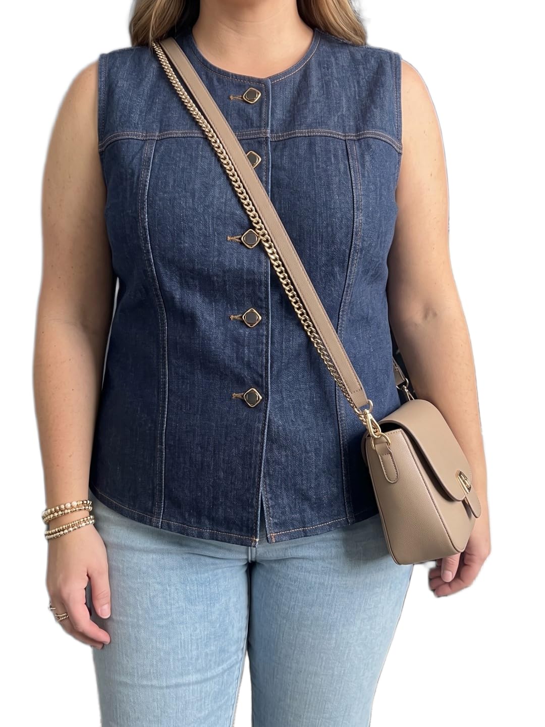 Statement Button Denim Shell Vest-image-41