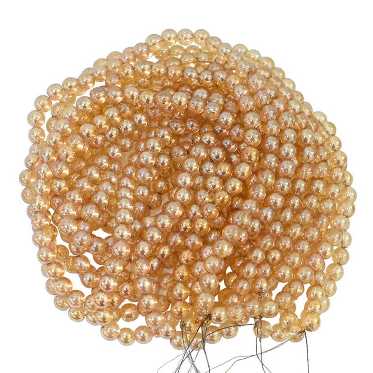 4MM Glass Pearl Beads/Moti for Jewellery Making, Bracelet Making & Earring (Honey Gold, 3 Strings, 200 Pieces/String, Total 600 Pearls)