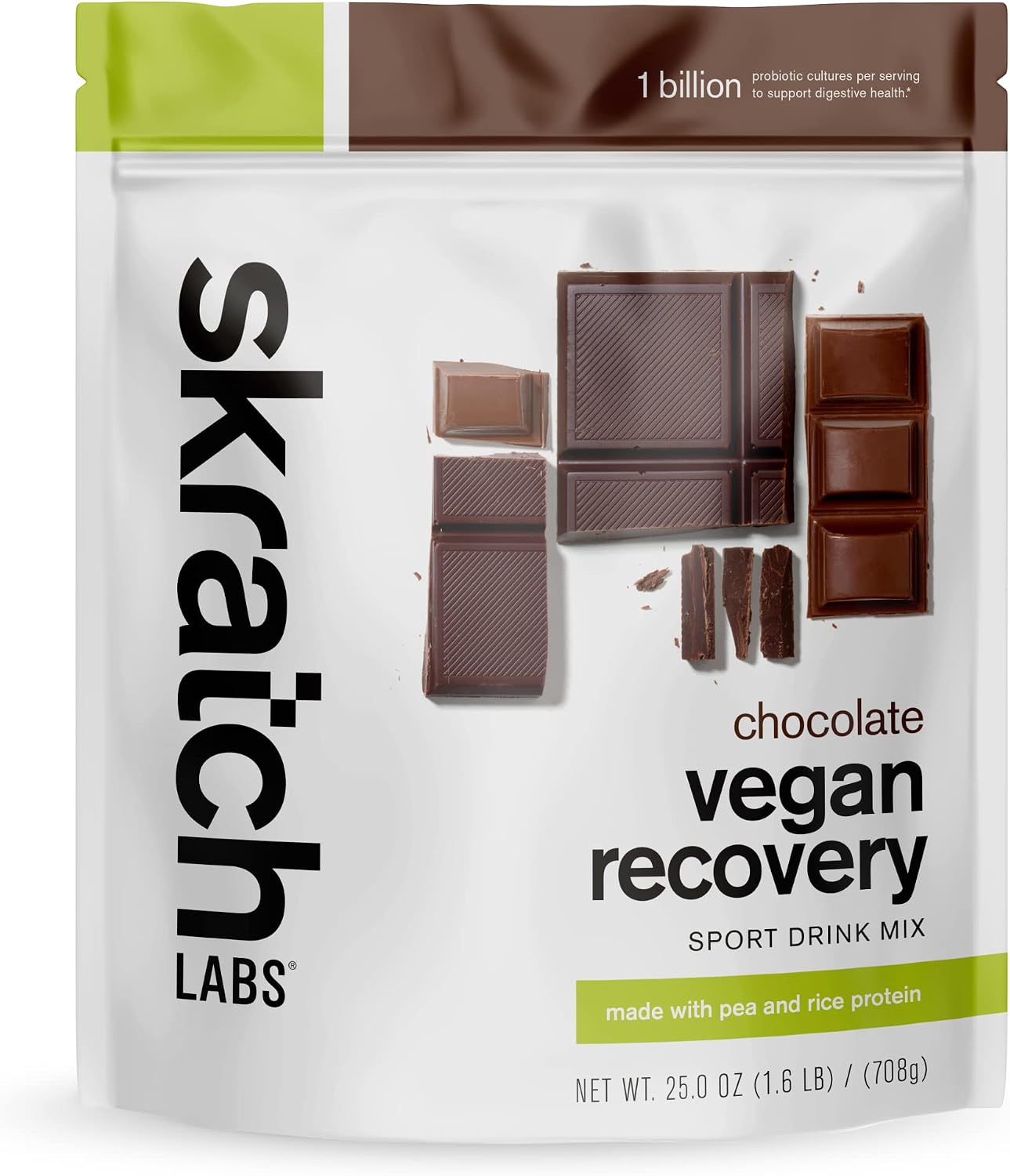 Skratch Labs Vegan Sport Chocolate Recovery Drink Mix with Electrolytes, (12 Servings) Meal Replacement Shake, Plant Based Non-Dairy Protein Powder from Pea Protein for Post Workout & Muscle Recovery