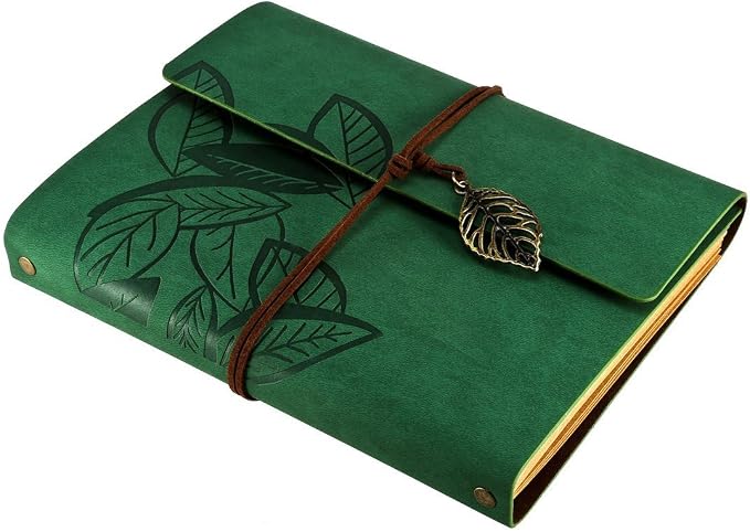 Álbum de Fotos Verde con Diseño de Hoja y Cubierta de Cuero miniatura 4