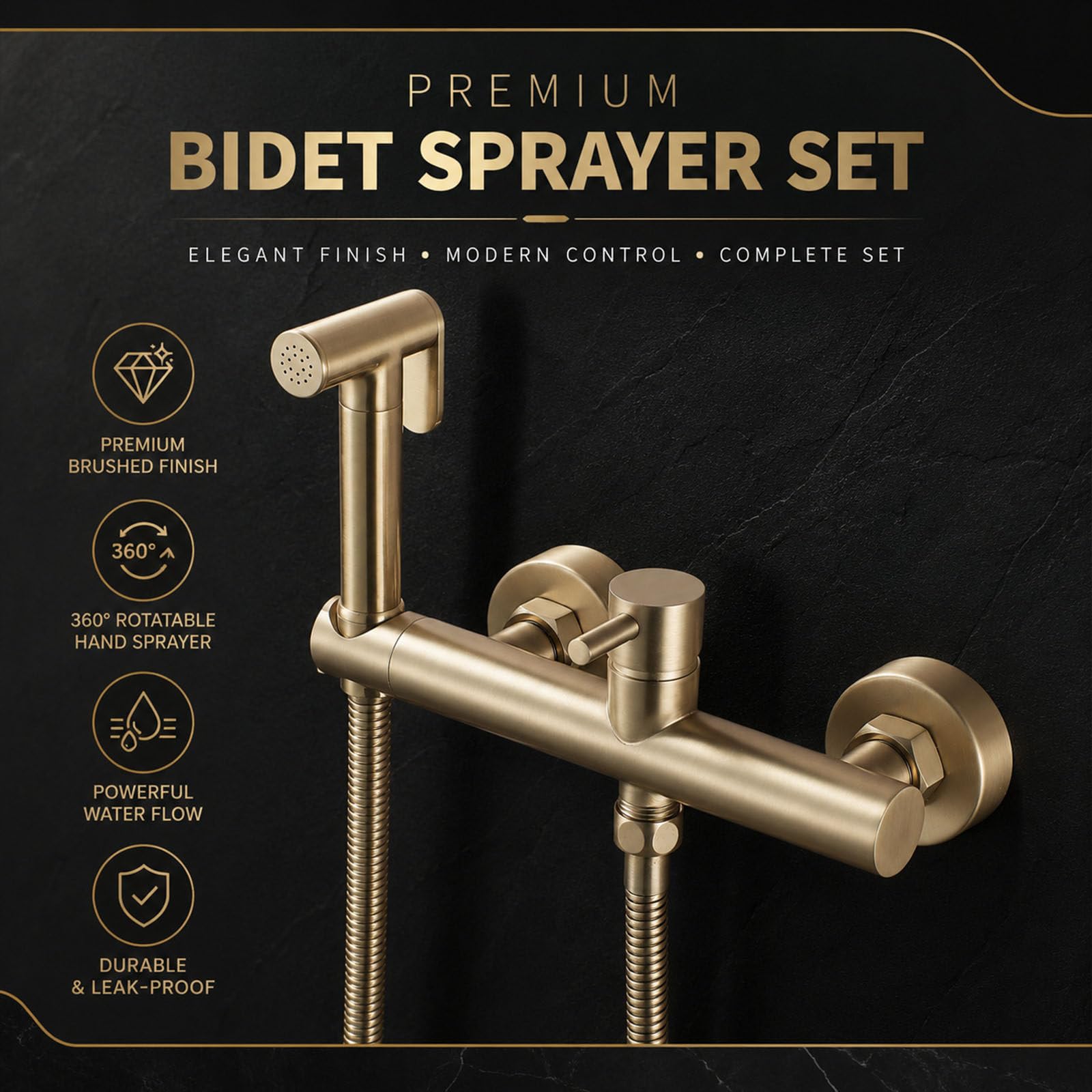 Ducha Higienica para WC, Latón Grifo Bidet para WC, Bidet para Inodoro Mezcla de Agua Fría y Caliente, Kit Ducha de Lavabo para Higiene Personal y Limpieza del Inodoro