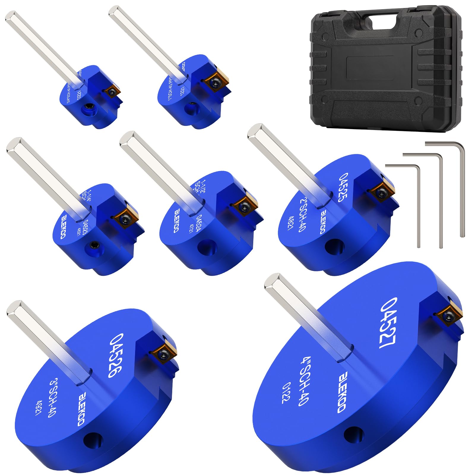 BLEKOO 7PCS PVC Pipe Reamer Kit - SCH40 Aluminum Deburring Tool Kit (3/4" to 4") | Dual-Blade Technology | Deburring Tool for PVC & ABS Pipes | Fits