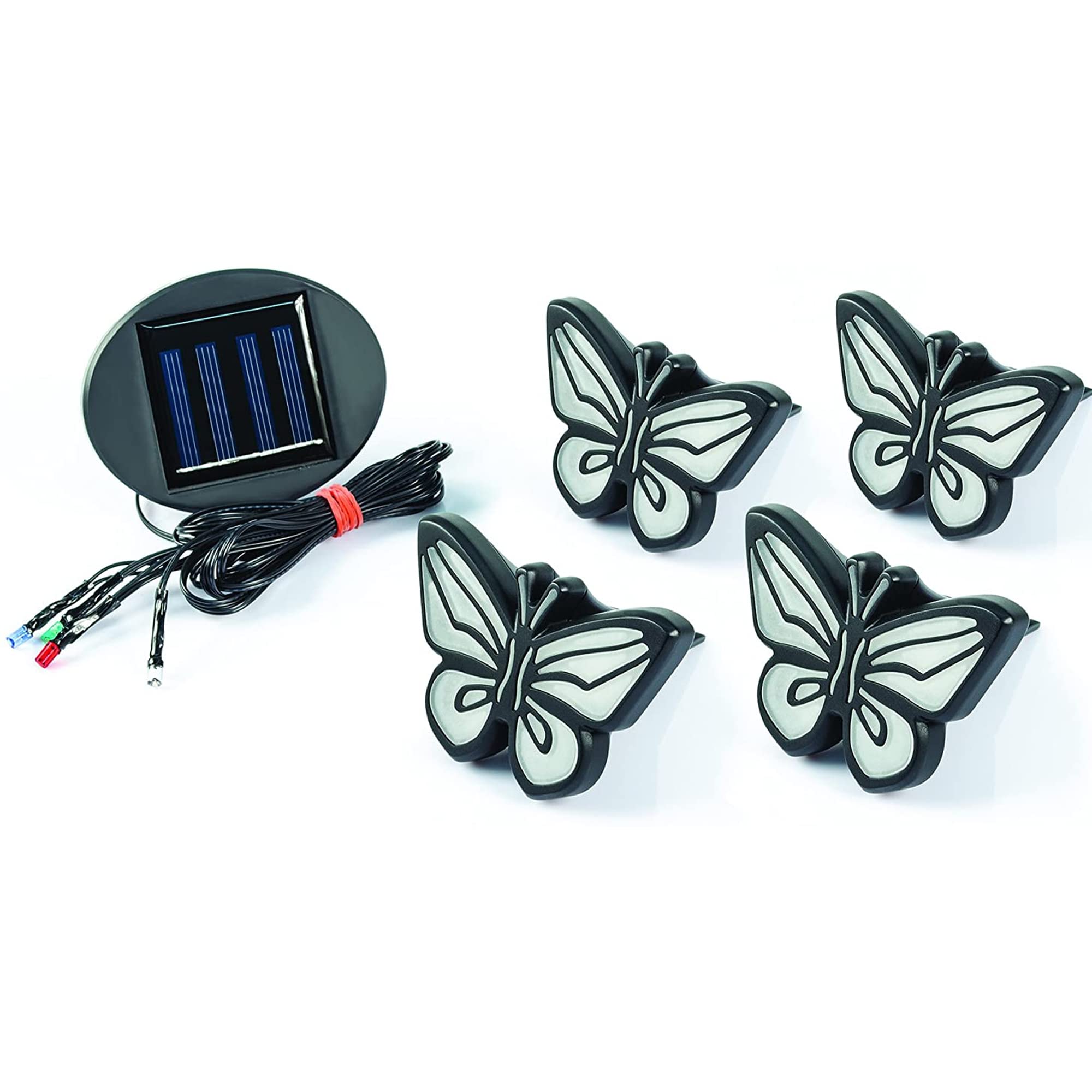 TENKO Butterfly Lights - The All Weather Solar Decorative Indoor Outdoor Lighting Butterfly Light - 4 Piece Set, Black